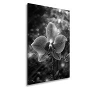 Stampa su tela con orchidea al neon, luminosa come un sogno, formato: 120 x 80 cm, effetto bianco e nero, XXL, stampa artistica su telaio, decorazione da parete o soggiorno