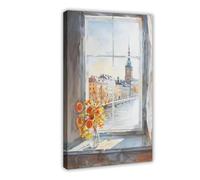 Stampa su tela con paesaggio urbano di Stoccolma, decorazione per camera da letto, idea regalo, 40 x 60 cm
