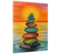 Stampa su tela con pietre zen, multicolore, meditazione e bilanciamento, arte astratta, decorazione da parete per casa, soggiorno, camera da letto, ufficio, studio yoga