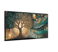 Stampa su tela con poster dell'albero della vita, immagini del sole e della luna, arte murale, pittura di geometria sacra, per soggiorno, arredamento per la casa 90x180 cm senza cornice