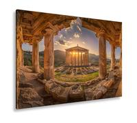 Stampa su tela con scritta in lingua tedesca "Il saluto del sole illumina un tempio dei tempi passati", formato XXL, 120 x 80 cm, stampa artistica su telaio, decorazione da parete/soggiorno