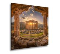 Stampa su tela con scritta in lingua tedesca "Il saluto del sole illumina un tempio dei tempi passati", formato XXL, 40 x 40 cm