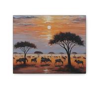 Stampa su tela con tramonto sereno, arte della fauna selvatica africana, decorazione per la casa, regalo per gli amanti della natura, arte da parete bohémien, regalo per gli amanti degli
