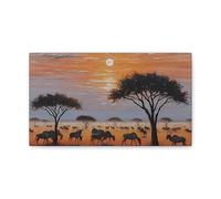 Stampa su tela con tramonto sereno, arte della fauna selvatica africana, decorazione per la casa, regalo per gli amanti della natura, arte da parete bohémien, regalo per gli amanti degli