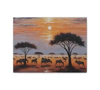 Stampa su tela con tramonto sereno, arte della fauna selvatica africana, decorazione per la casa, regalo per gli amanti della natura, arte da parete bohémien, regalo per gli amanti degli