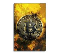 Stampa su tela di Bitcoin Pop Art, decorazione per ufficio, decorazione da parete con criptovaluta, poster BTC, regalo con moneta Bitcoin, stampa blockchain, decorazione da parete in tela per ufficio,