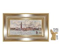 Stampa su tela di Boudin, Piazza San Marco, con Cornice in legno Argento cm 3,5
