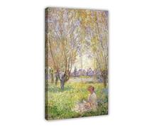 Stampa su tela di Claude Monet con stampa famosa di donna seduta sotto i salici, stampa artistica da parete su tela, 50,8 x 76,2 cm