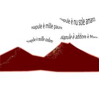 Stampa su tela di Napoli Il Vesuvio e le sue canzoni con telaio e ganci