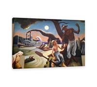 Stampa su tela di Thomas Hart Benton Una storia sociale dello stato del Riproduzione di dipinti famosi su tela per arredamento decorazione murale per sala e ufficio90x60cm(35x24in)Cornice interna