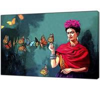 Stampa su tela e poster, Frida Kahlo e farfalla stampa su tela Wall Art Picture, decorazione principale, pittura su tela per soggiorno, camera da letto, senza cornice,70 x 100 cm