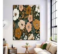 Stampa Su Tela Fiori Nei Toni Della Terra Con Senza Cornice Quadro Su Tela 40×50 cm, Arte Murale Stile Retrò Dipinto A Mano, Soggiorno Da Parete Stampa Su Telas Canvas Murale Muro Arredo, Multicolore