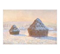 Stampa su tela giclée di grado museale, Monet, grano, effetto neve al mattino, 127 x 101 cm, inchiostri d'archivio su tela di policotone, perfetta per soggiorno, camera da letto o parete della