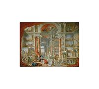 Stampa su Tela Giovanni Paolo Panini Galleria con vedute di Roma Antica Misura 120x90 CM (47,24x35,43 Inches)
