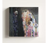 Stampa su tela Gustav KLimt La Vita e la Morte/Quadro moderno 40x40x3cm Intelaiato pronto/Telaio gallery alto spessore 3 cm.
