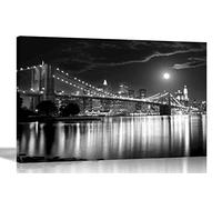 Stampa su tela in bianco e nero sul ponte di New York, decorazione per la casa, decorazione da parete, per ufficio, camera da letto, paesaggio urbano, opera d'arte extra large, 101 x 76 cm