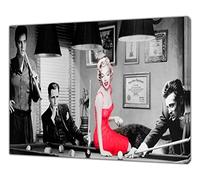 Stampa su tela incorniciata di Marilyn Monroe Elvis Presley Jamed Snooker, decorazione da parete, 102 x 76 cm, profondità 38 mm