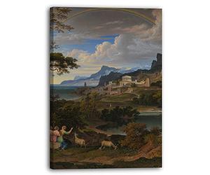 Stampa su tela Joseph Anton Koch - Paesaggio eroico con arcobaleno