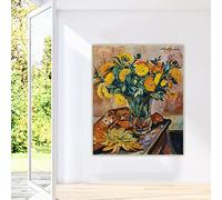 Stampa su tela Natalia Goncharova《Natura morta con un fiore giallo》Dipinto a olio su tela Poster Immagine Decorazione domestica 60x80cm Senza cornice
