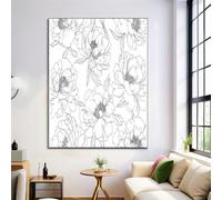 Stampa Su Tela Peonia Floreale Con Senza Cornice Quadro Su Tela 70×100 cm, Arte Murale Disegno Al Tratto, Soggiorno Da Parete Stampa Su Telas Canvas Decorazione Murale Muro Arredo Salone, Bianco
