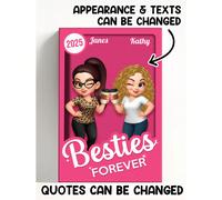 Stampa su tela personalizzata per migliori amici, regalo di amicizia personalizzato con nomi, anno, personaggi personalizzati, arte per migliori amici per sempre, regalo per la migliore amica del cuor