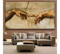Stampa su tela poster in stile contemporaneo Creazione di Adamo Quadro Su Tela Di Grandi Dimensioni Famoso dipinto Decorazione di Michelangelo Mano di Dio 80x160 cm Senza cornice