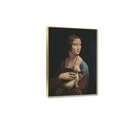 Stampa Su Tela Quadri Astratti Dipinti famosi-Riproduzione Quadri Famosi-Riproduzioni Di Dipinti Su Tela Poster e stampe-Decorazioni Per La Casa(Dama con l'ermellino)60x85cm(24x33in)Cornice dorata