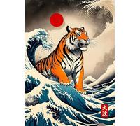 Stampa su Tela Retro Japanese Great Wave of Animals Capybara Koi Kraken Cartoon Poster Canvas Painting Wall Art Pictures Home Interior Decor 30X45Cm No Frame