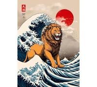 Stampa su Tela Retro Japanese Great Wave of Animals Capybara Koi Kraken Cartoon Poster Canvas Painting Wall Art Pictures Home Interior Decor 60X90Cm No Frame