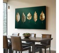 Stampa su tela senza cornice 120L x 80W cm Quadro decorativo per camera da letto, soggiorno o ufficio Verde Salvia Oro Arte murale Lusso Stile Metallo Vegetale Quadro a tema Decorazione murale