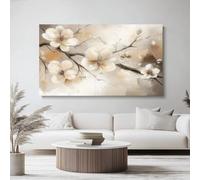 Stampa su tela senza cornice Fiore Bianco Elegante E Da Sogno Decorazioni da parete per la stanza dei bambini Decorazione da parete per il soggiorno 120 x 40 cm, Beige Marrone