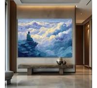 Stampa su tela, stampa artistica - monaco sereno in contemplazione sulla cima della montagna, decorazione murale resistente (70x100 cm)