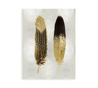 Stampa su Tela su Carta Poster o Quadro Bosco Julia Gold Feather Pair on Silver