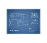 Stampa su Tela su Carta Poster o Quadro Rogan Mark Jaguar XK-120-Blue