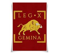 Stampa su tessuto con bandiera della Legione Romana - Storia dei Rom, decorazione artistica A3 (LEGIO X GEMINA)