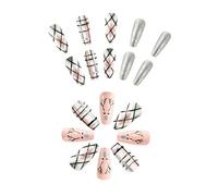 Stampa Su Unghie Per Le Donne Quadrate Glitter Chiodi Artificiali 24 Pezzi Chiodi Acrilici Decorazioni Per La Festa