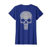 Stampa sul Retro con Teschio Vintage Maglietta, Donna, Blu Reale, L