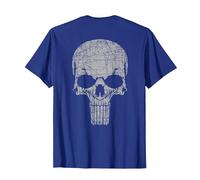 Stampa sul Retro con Teschio Vintage Maglietta, Uomo, Blu Reale, 3XL