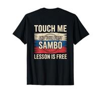 Stampa sul retro Touch Me e la tua prima lezione di sambo è gratuita Maglietta