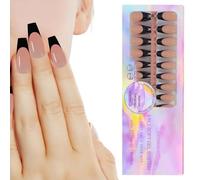 Stampa sulle unghie, stampa sulle unghie per le donne | Breve stampa nera sulle unghie - Set di unghie finte riutilizzabili 150X, manicure da spremere sulle unghie per artisti delle unghie