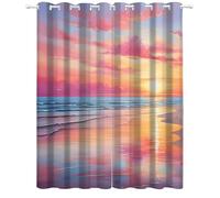 Stampa Tenda Oscurante Con Occhielli Paesaggio dell'alba della costa rosa arancione dell'oceano Termica Isolante Riduzione Rumore Insonorizzata Tendaggi Per Soggiorno Camera Da Letto L 117x A 138cm x2