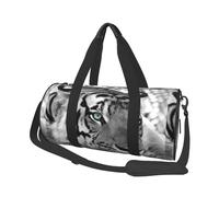 Stampa tigre bianca nera, Borsone da viaggio di grande capacità Borsa rotonda Borsa da viaggio sportiva Borsa da viaggio Borsa da fitness