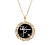 Stampa Toe Noughts And Crosses Board Collane con ciondolo per donna Gioielli di moda Collana con grafica personalizzata rotonda