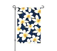 Stampa tropicale bianco frangipani plumeria fiore, 12x18 pollici doppia faccia bandiera da giardino estivo per esterni