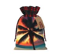 Stampa tropicale con palme e tramonto con coulisse, idea regalo per Natale, compleanno, sacchetti per confezionare le esigenze