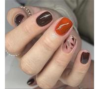 Stampa unghie alla con design scintillante foglie autunnali Artificiale riutilizzabile per l ' uso quotidiano Lunghi luccichii Finti per matrimoni festa