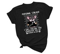 Stampa vasi di moda corti per le donne Animal Millennial T-shirt con maniche per le donne camicia avvolgente, Nero , M