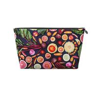 Stampa vegana di frutta e verdura dal vivo, Borsa da toilette Borsa per trucco Borsa per cosmetici Borsa da toilette da viaggio portatile