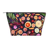 Stampa vegana di frutta e verdura dal vivo, Borsa da toilette Borsa per trucco Borsa per cosmetici Borsa da toilette da viaggio portatile