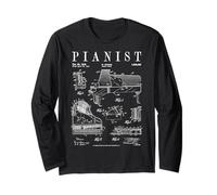 Stampa Vintage con Disegno di Pianoforte a Coda Maglia a Manica